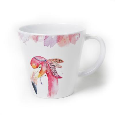 China Flamingo 100% Stocked Melamine Custom Design Bulk Melamine Mugs Mug With Handle For Dinner for sale