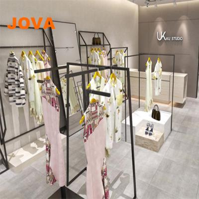 China First class MDF interior design for ladies boutique clothing store stainless steel gold rack for sale