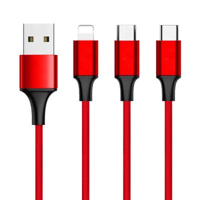 China Strong Durable 2A Nylon Type-C 1.2M Micro USB Ligting Braided Wire Universal Mobile Phone Fast Charging Cable for sale