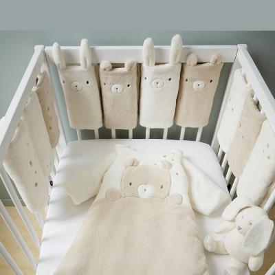 China Modern Coral Fleece 10pcs Baby Cot Anti-Collision Crib Bedding Bumper Free Combination Bed Protector for sale