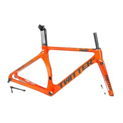 China Road Bikes OEM Customized High Quality Orange By Axle Road Bicycle Frame Carbon Road Bike Frames With Disc Brake for sale