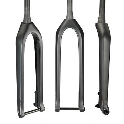 China 15*110mm Customized Slanted Carbon Mountain MTB 29er 110*15mm Fork Rigid Fork Tapered Max Tire 3.0 Strong Lighter for sale