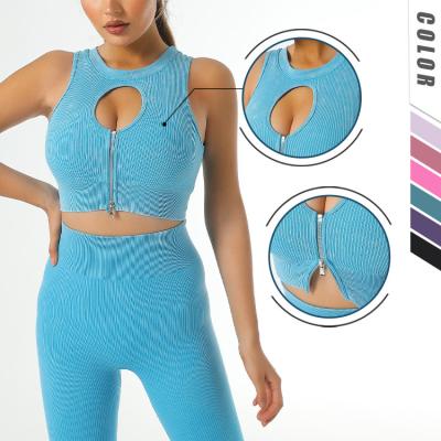 China New Arrival Breathable 5pcs 6 Colors Ribbed Fitness Women Yoga Set Active Long Sleeve Crop Top Yoga Suit crack! crack! seamless gaiters carry the whole for sale