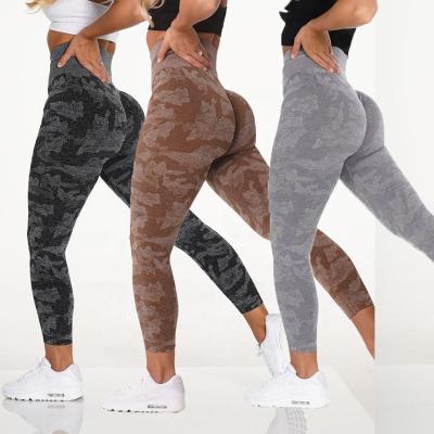 China Breathable Women's Seamless Gaiters Camouflage Pants Workout High Waist Yoga Gym Tights Tummy Control Butt Running Gaiters Crack! crack! for sale