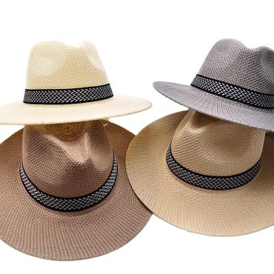 China breathable & Breathable Straw Hats Sun Straw Braid Floppy Fedora Beach Panama Women Men Summer Unisex Waterproof Spring Outdoor for sale