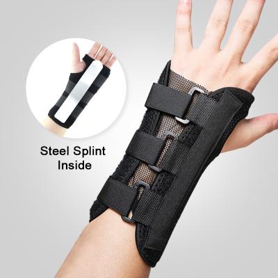 China 2021 Palm Guard Wholesale Wrist Wraps Wrist Brace Support Weightlifting Splint Carpal Tunnel Steel Snaps Fixed Plate Wristbands for sale