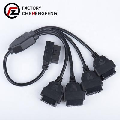 China Wholesale 90% Car Y OBD2 Splitter 16 Pin Extension Cables And Connector Male To Female Right Angle Plug 4 Converter Adapter Auto Tester for sale