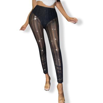 China Wholesale Anti-Static Fish Net Thigh High Fashion Women Sequin Gaiters Pants Thin Transparent Net Thigh Sexy for sale