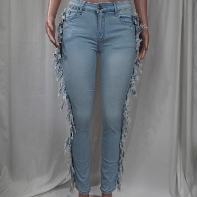 China New New Arrival Washed White Fringed QUICK DRY Autumn Women Jeans Street Pants European and American Women's Denim Pants for Women for sale