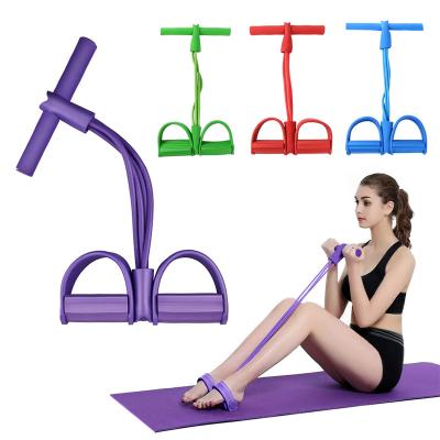 China Durable Four Tube Yoga Pedal Rally Band Sit-UPS Foot Resistance Home Fitness Equipment for sale