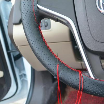 China Universal DIY 4 Colors PU Leather Sewing Needle Car Sewing Steering Wheel Cover for sale