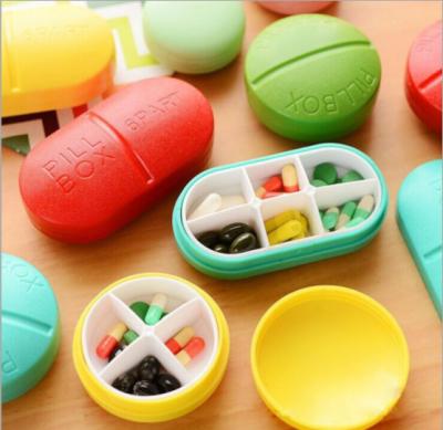 China Custom creative logo candy color mini portable travel sealed drug tablet storage box pill box for sale