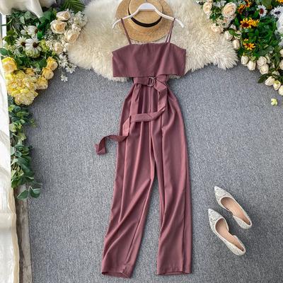 China New fashion anti-static CIA A580 off the shoulder long pants overalls women for sale