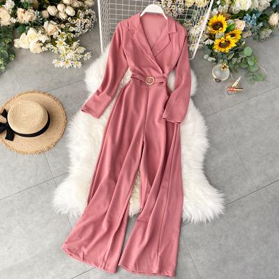 China Latest A583 Fashion Women Anti-Static Vintage Worked Collar Long Overalls for sale