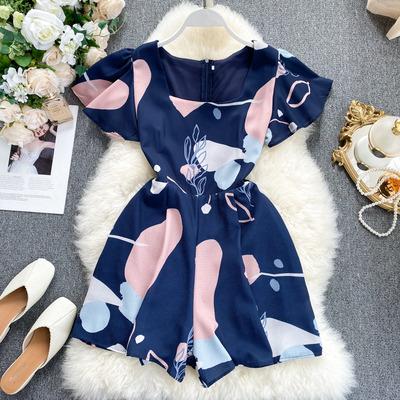 China New Arrivals Anti-Static Women Floral Print Short Overalls A585 for sale