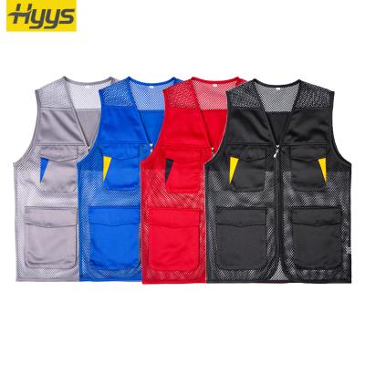 China 100% Unisex Vest and Breathable Logo Custom Polyester Vest with Large Pockets Work Clothes for sale