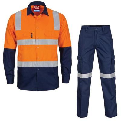 China Custom high visibility construction workwear polyester/cotton fabric high visibility uniforms workwear for sale