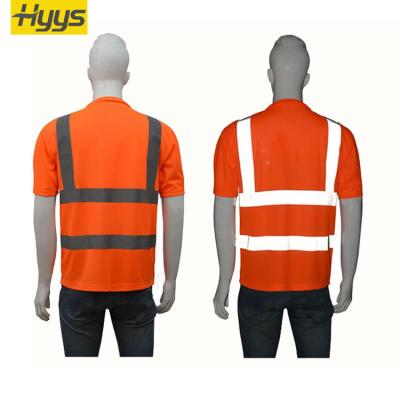 China Hi Vis Shirt Tops Safety Shirts Quick Dry Fluorescent Reflective Apparel For Construction for sale