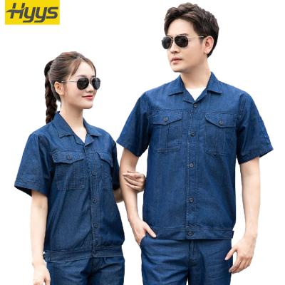 China OEM Service Summer Workwear Uniform Denim Short Sleeve Soft/Breathable/Wear-Resistant Breathable Workwear Uniform for sale