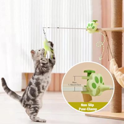 China Wholesale Interactive Good Quality Viable Magic Wand Laser Foldable Pet Toys Bells Cat Toy Feather Rod Teaser Stick Funny for sale