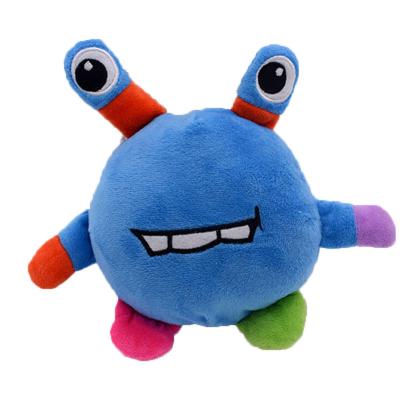 China Viable Plastic Interactive Pet Battery Bouncing Squeaky Blue Cat Plush Toys for sale