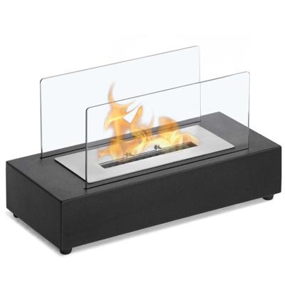 China Fireplace Bio Ethanol Table Top Metal Stored Portable Fireplace Realistic Clean Burning Indoor Outdoor Pit Table Top for sale