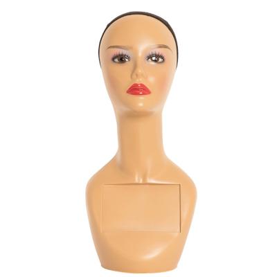 China Shoulderless Piercable Position Hand Makeup Mannequin Drawing Head For Wigs Display for sale