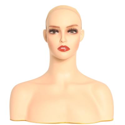 China Full Face Stand Bust And Shoulder African American PVC Mannequin Head for sale