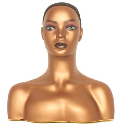 China Piercable Bust And Shoulder African American PVC Mannequin Head Full Face for sale