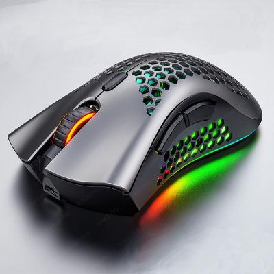 China Hotsales Wireless Hollow-out RGB Gaming Mouse Rechargeable Backlit Light Weight Optical Computer Mouse For Laptop PC for sale