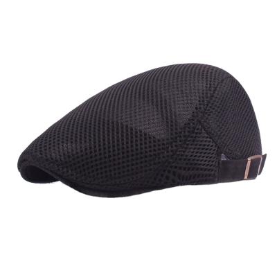 China Wholesale Summer Plain Cool Breathable Ivy Mesh Berets Adjustable Hats Image Logo Cabbie Flat Beret Hats Custom Made For Men for sale