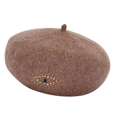 China Headwear High Quality Wool Hat French Berets For Women Eyes And Diamonds Element Graceful Ladies Female Beret for sale