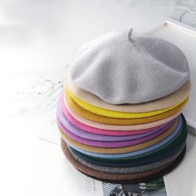 China Spring Winter Berets Lady Hat Painter Style Women Wool Vintage Berets Solid Color Caps Female Hood French Beret For Girls for sale