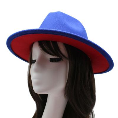 China Wholesale High Quality Wool Felt Fedora Hat Different Color Brim Fedora Hat For Men Fake Image Different Hat And Women 2 Tone Hat for sale