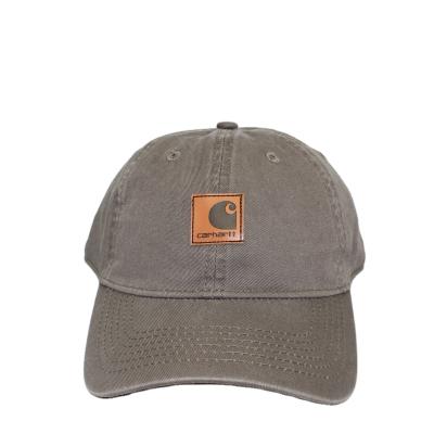 China COMMON Custom Leather Unstructured Washed Cotton Dad Hat Hat for sale