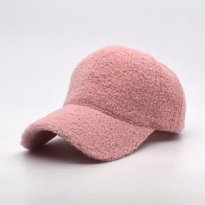 China COMMON Wholesale Spring Autumn Winter Plain Black Khaki Hats White Pink Plush Padded Sports Warm Baseball Cap for sale