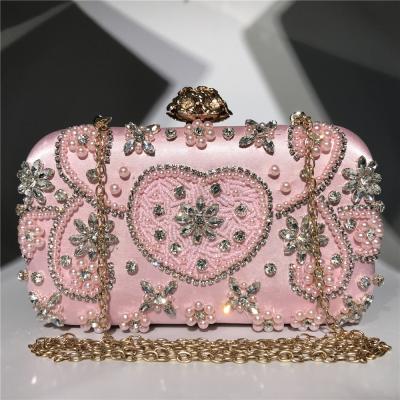 China Sparkle Diamond Rhinestone Pearls Beaded Wedding Bridal Evening Clutch Clutch Purse Luxury Ladies Clutch for sale