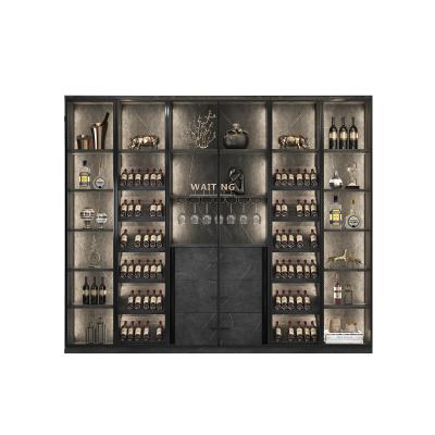 China Modern Lightweight Luxury Wine Cabinet Against The Porch Modern Single Wall Household Living Room Wall Door Wine Glass Display Cabinet for sale