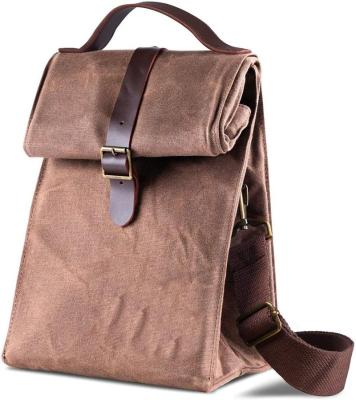 China Waterproof Eco - Friendly Cooler Insulated Bag Vintage Waxed Waterproof Canvas Lunch Handbag / Cross - Body Bag for sale