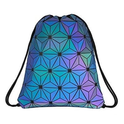 China Geometric Luminous Holographic Reflective Backpack Travel College Lingge Shoulder Bags Purses and Handbags Drawstring Bag Gym Bag Geometric Luminous Sport Backpack for sale