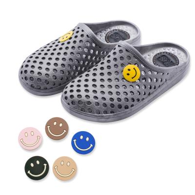 China Custom Clog Charm 2023 Hot sale Metal Shoes Decorations Accessories Women Custom Logo Wholesale Designer Charm smiling face Clogs Shoe Croc Charms for sale