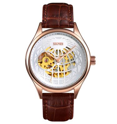 China SKMEI 9209 Waterproof Skeleton Watch Leather Automatic Watch Mechanical Watches Wrist For Men for sale