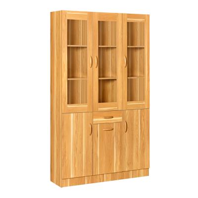 China High quality modern design living room furniture MDF storage cabinet walnut wood grain bookcase with doors for sale