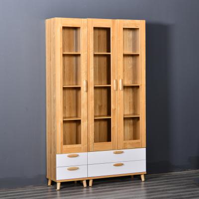 China Modern Design Custom Home Furniture MDF Shelf Cabinet Storage Book Shelves Wood Bookcase With 2 Door for sale