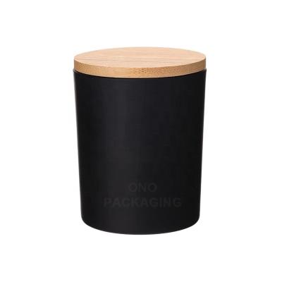 China Gift & Wholesale Craft Matte Black Glass Candle Jar ONO With Lid For Candle Making With Customized Logo And Box for sale