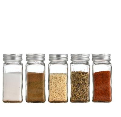 China Household Products Wholesale Square Shaped Spice Bottle Cooking Seasoning Glass Bottle For Kitchen for sale