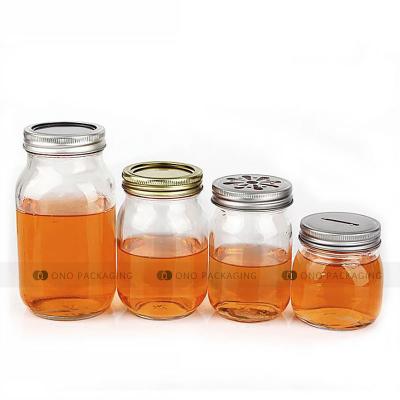 China Wholesale Single Spice Food Storage Container ONO 250ml 500ml Hexagon Honey Jar Glass With Customized Cans for sale