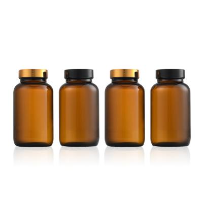 China Amber Glass Medicine Jar Health Care Medicine Pill Vitamin Capsule Bottles for sale