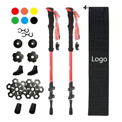 China Rising & Mountain Climbing Outside Lock Light Weight High Strength Metal Aluminum Alloy Walking Hiking Poles Trekking Sticks Canes for sale