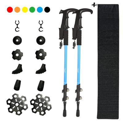 China Rising & Mountain Climbing Outside Lock High Strength Aluminum Alloy 3 Metal Sections Walking Hiking Poles Trekking Sticks Canes for sale